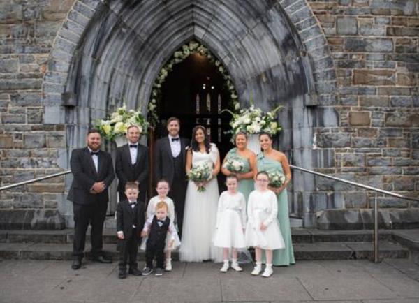 Deirdre Ring and Andrew Creedon with their wedding party