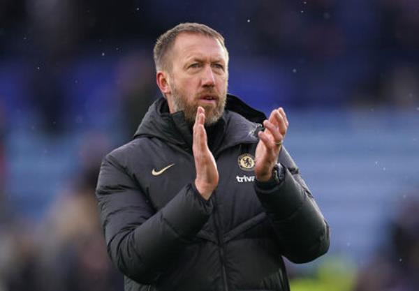 BACK ON TRACK: Chelsea manager Graham Potter applauds the fans following the Premier League match at the King Power Stadium, Leicester. Pic: PA